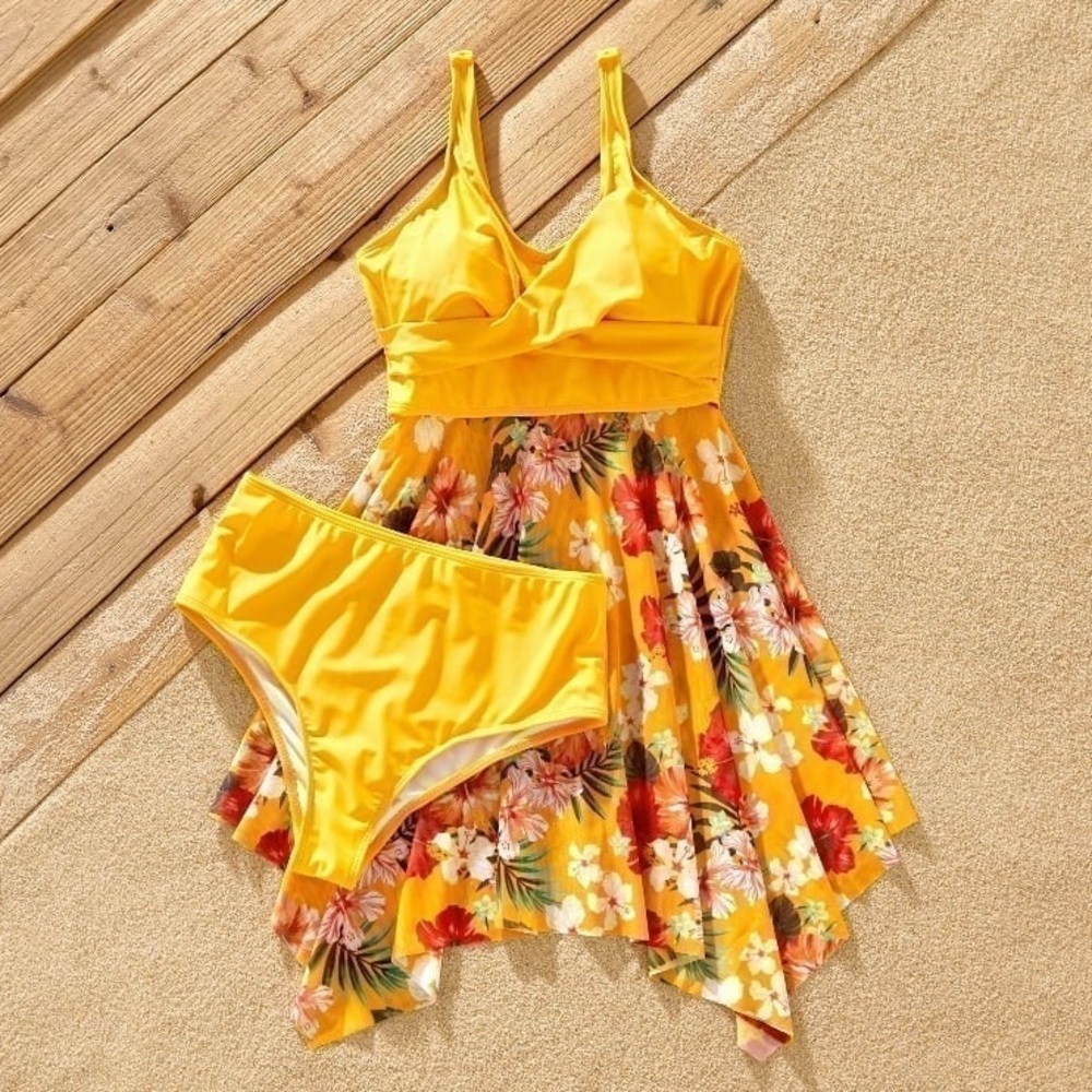 Bathing Suits - Yellow Two-piece Swimsuit dress